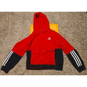 Adidas Hoodie Pullover Youth Medium Two Tone Red/Black Athletic Athleisure